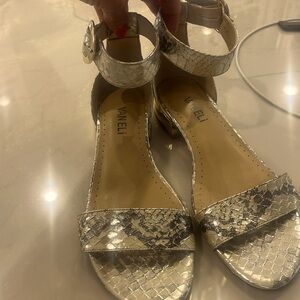 Vaneli python print sandals with ankle wrap size7